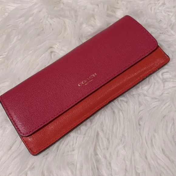 COACH color block long line wallet snap closure card compartments leather - Picture 12 of 12